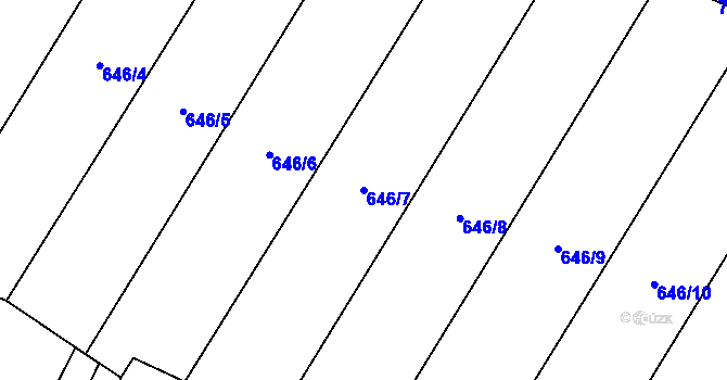 Parcela st. 646/7 v KÚ Krčín, Katastrální mapa