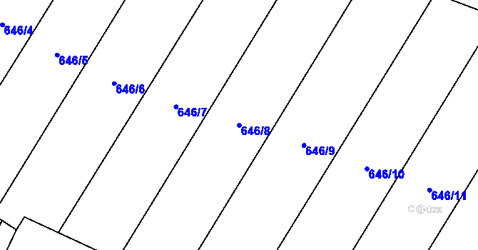 Parcela st. 646/8 v KÚ Krčín, Katastrální mapa