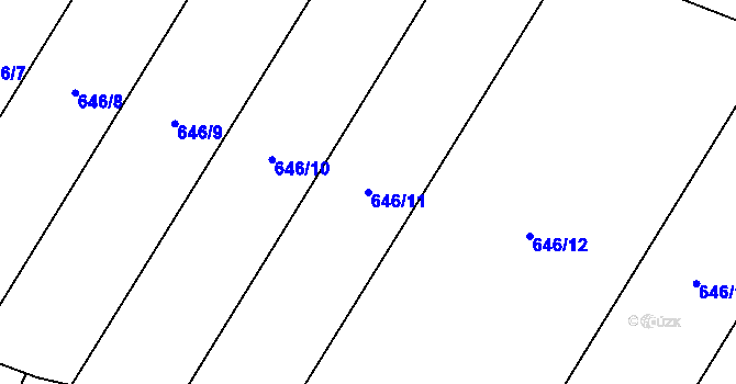 Parcela st. 646/11 v KÚ Krčín, Katastrální mapa