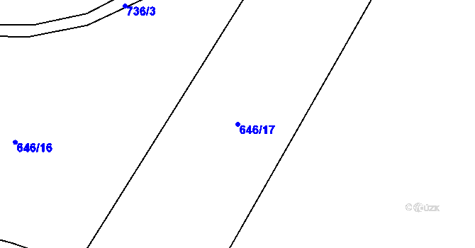 Parcela st. 646/17 v KÚ Krčín, Katastrální mapa