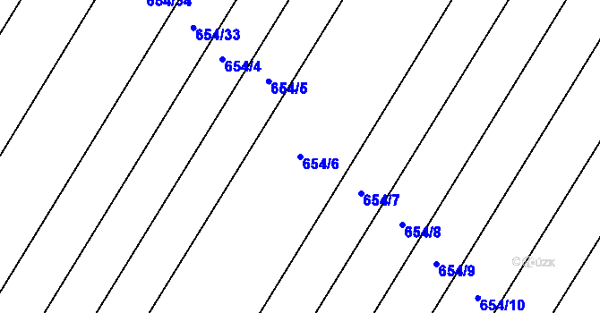 Parcela st. 654/6 v KÚ Krčín, Katastrální mapa