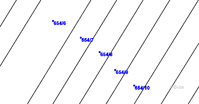 Parcela st. 654/8 v KÚ Krčín, Katastrální mapa