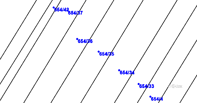 Parcela st. 654/35 v KÚ Krčín, Katastrální mapa