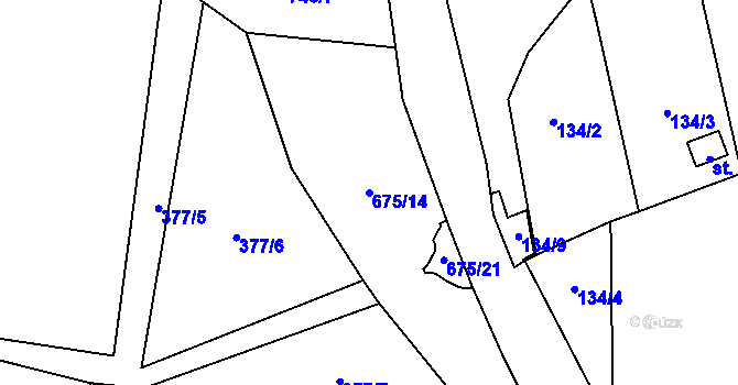 Parcela st. 675/14 v KÚ Krčín, Katastrální mapa