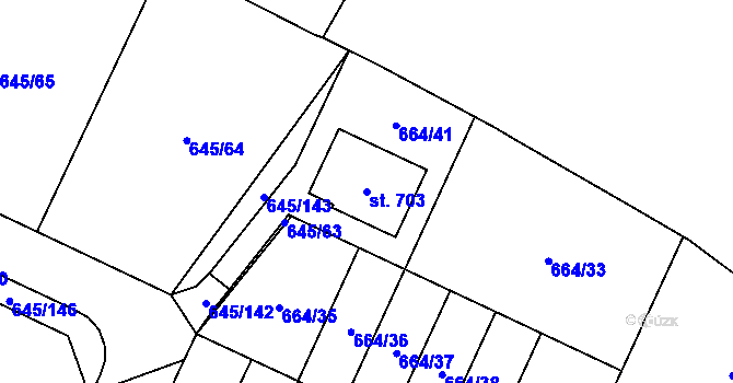 Parcela st. 703 v KÚ Krčín, Katastrální mapa