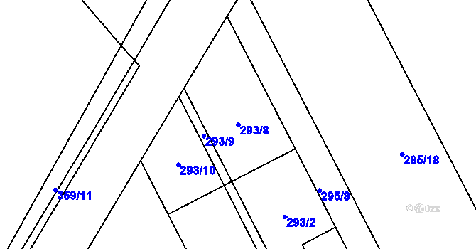 Parcela st. 293/8 v KÚ Krčín, Katastrální mapa
