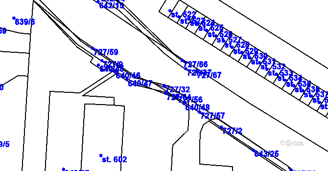 Parcela st. 727/32 v KÚ Krčín, Katastrální mapa