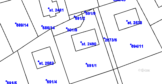Parcela st. 2490 v KÚ Nové Město nad Metují, Katastrální mapa