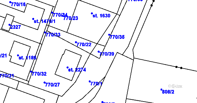 Parcela st. 770/39 v KÚ Nové Město nad Metují, Katastrální mapa