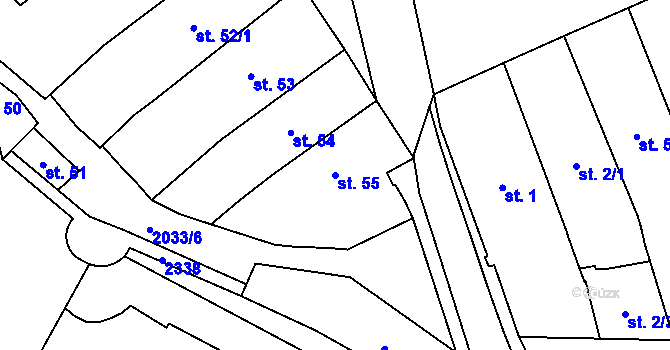 Parcela st. 55 v KÚ Nové Město nad Metují, Katastrální mapa
