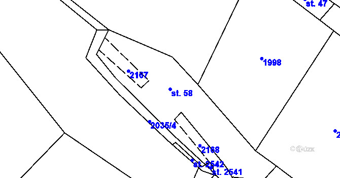 Parcela st. 58 v KÚ Nové Město nad Metují, Katastrální mapa