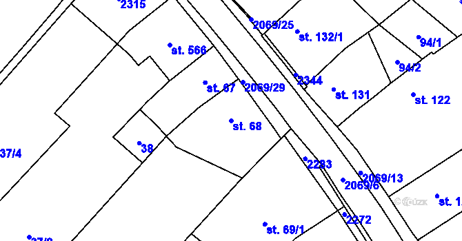 Parcela st. 68 v KÚ Nové Město nad Metují, Katastrální mapa