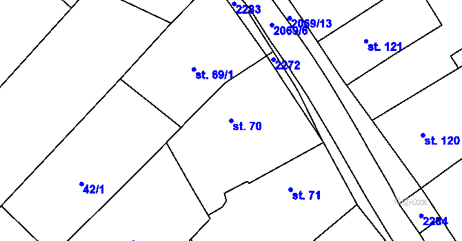 Parcela st. 70 v KÚ Nové Město nad Metují, Katastrální mapa