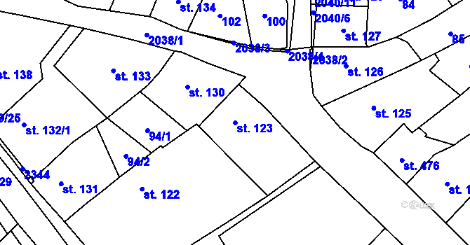 Parcela st. 123 v KÚ Nové Město nad Metují, Katastrální mapa