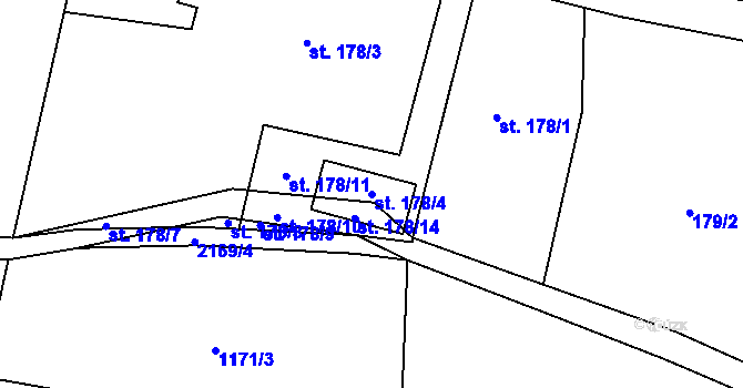 Parcela st. 178/4 v KÚ Nové Město nad Metují, Katastrální mapa