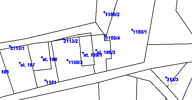 Parcela st. 189/2 v KÚ Nové Město nad Metují, Katastrální mapa