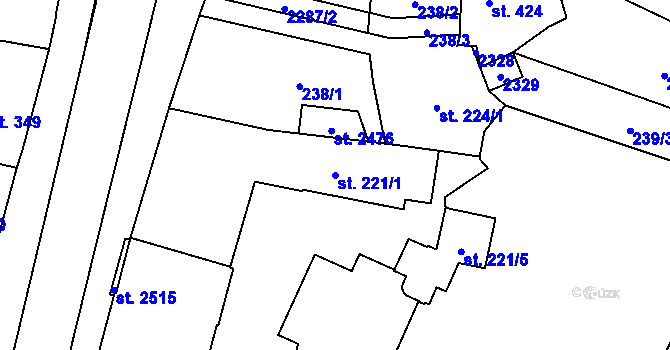 Parcela st. 221/1 v KÚ Nové Město nad Metují, Katastrální mapa