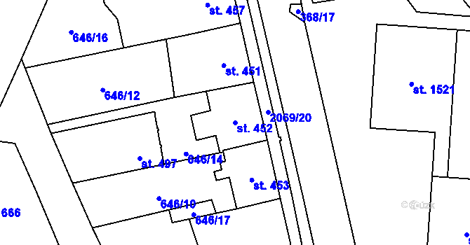 Parcela st. 452 v KÚ Nové Město nad Metují, Katastrální mapa