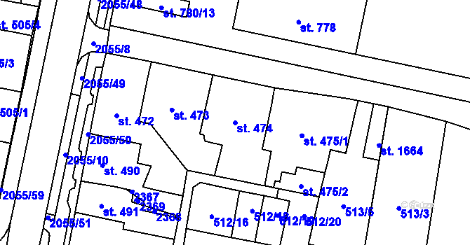 Parcela st. 474 v KÚ Nové Město nad Metují, Katastrální mapa