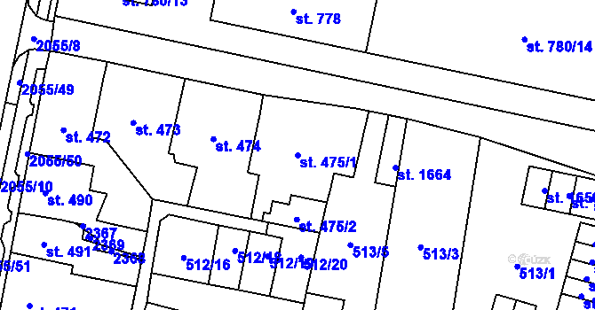 Parcela st. 475/1 v KÚ Nové Město nad Metují, Katastrální mapa