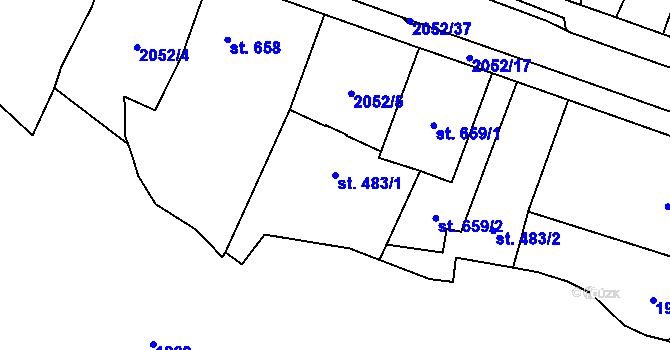 Parcela st. 483/1 v KÚ Nové Město nad Metují, Katastrální mapa