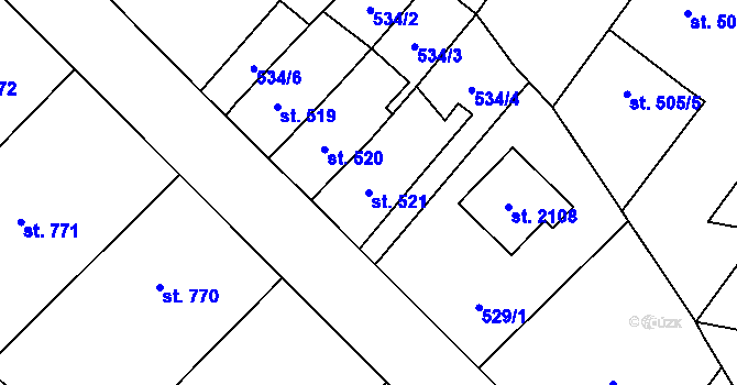 Parcela st. 521 v KÚ Nové Město nad Metují, Katastrální mapa