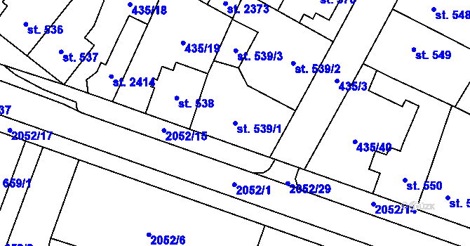 Parcela st. 539/1 v KÚ Nové Město nad Metují, Katastrální mapa