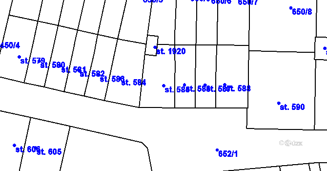 Parcela st. 585 v KÚ Nové Město nad Metují, Katastrální mapa