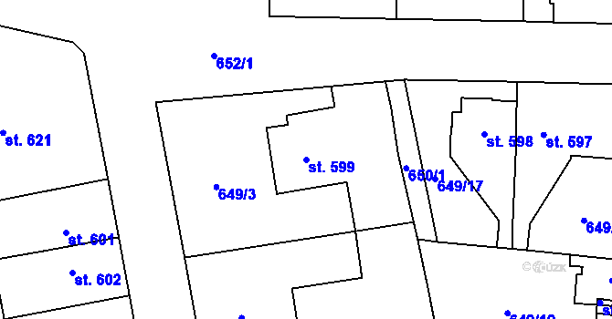 Parcela st. 599 v KÚ Nové Město nad Metují, Katastrální mapa