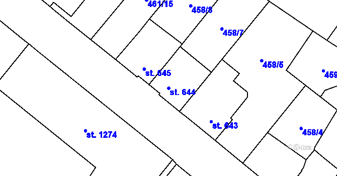 Parcela st. 644 v KÚ Nové Město nad Metují, Katastrální mapa