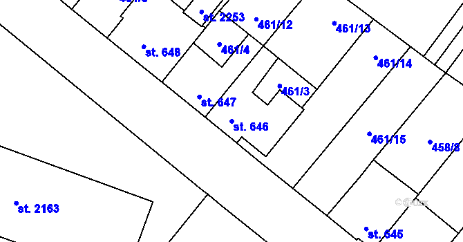 Parcela st. 646 v KÚ Nové Město nad Metují, Katastrální mapa