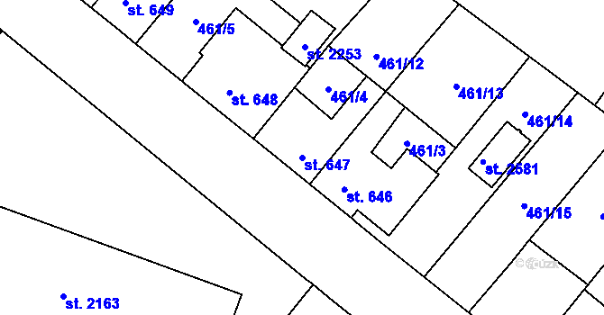 Parcela st. 647 v KÚ Nové Město nad Metují, Katastrální mapa