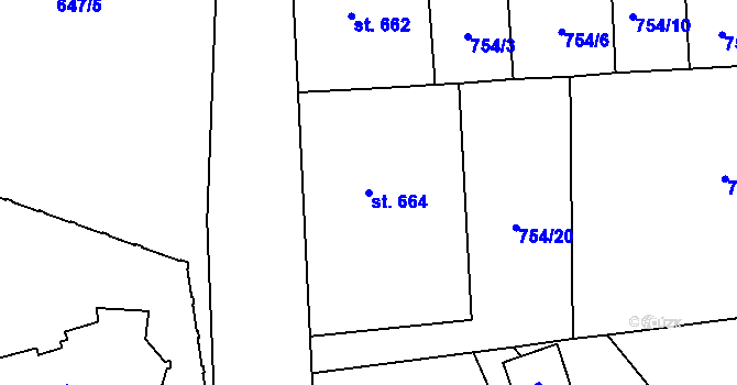 Parcela st. 664 v KÚ Nové Město nad Metují, Katastrální mapa