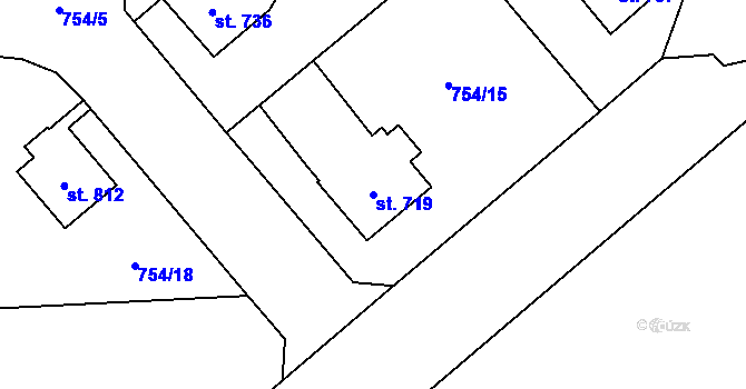 Parcela st. 719 v KÚ Nové Město nad Metují, Katastrální mapa