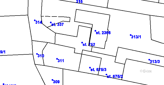 Parcela st. 752 v KÚ Nové Město nad Metují, Katastrální mapa