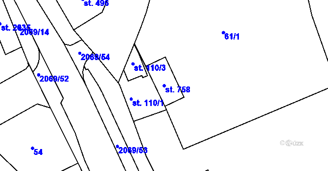 Parcela st. 758 v KÚ Nové Město nad Metují, Katastrální mapa