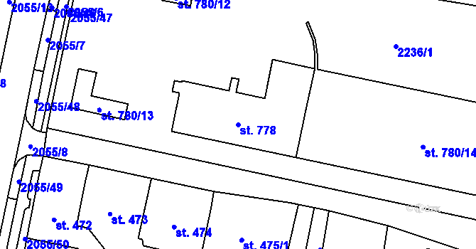 Parcela st. 778 v KÚ Nové Město nad Metují, Katastrální mapa