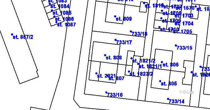 Parcela st. 808 v KÚ Nové Město nad Metují, Katastrální mapa