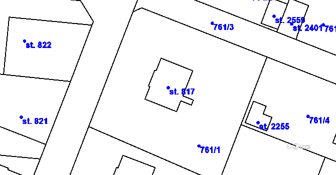 Parcela st. 817 v KÚ Nové Město nad Metují, Katastrální mapa