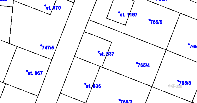 Parcela st. 837 v KÚ Nové Město nad Metují, Katastrální mapa