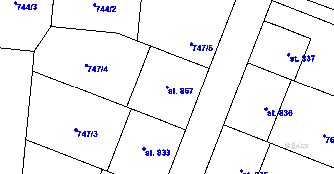 Parcela st. 867 v KÚ Nové Město nad Metují, Katastrální mapa