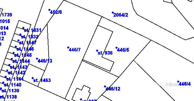 Parcela st. 936 v KÚ Nové Město nad Metují, Katastrální mapa