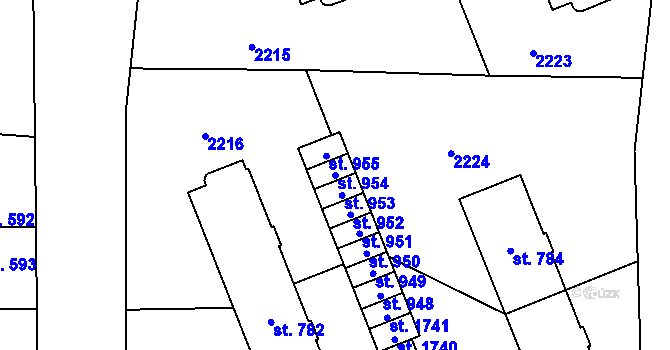 Parcela st. 954 v KÚ Nové Město nad Metují, Katastrální mapa