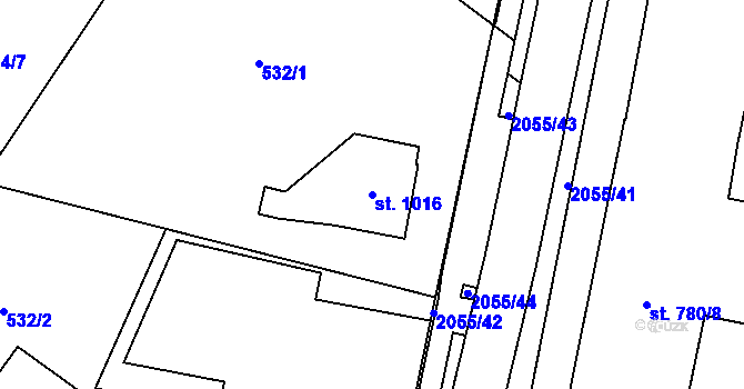 Parcela st. 1016 v KÚ Nové Město nad Metují, Katastrální mapa