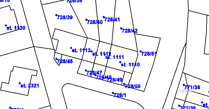 Parcela st. 1111 v KÚ Nové Město nad Metují, Katastrální mapa