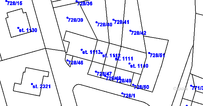 Parcela st. 1112 v KÚ Nové Město nad Metují, Katastrální mapa