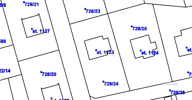 Parcela st. 1123 v KÚ Nové Město nad Metují, Katastrální mapa