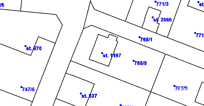 Parcela st. 1197 v KÚ Nové Město nad Metují, Katastrální mapa