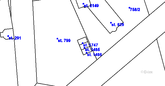 Parcela st. 1747 v KÚ Nové Město nad Metují, Katastrální mapa