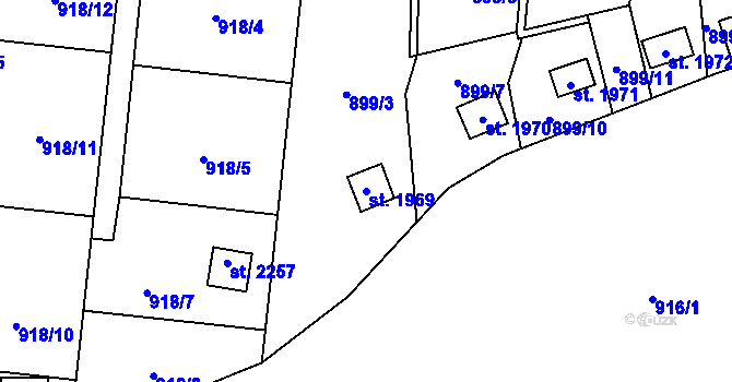 Parcela st. 1969 v KÚ Nové Město nad Metují, Katastrální mapa